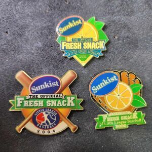 Lot of 3 Sunkist Little League Collectible Enamel Lapel Pins 2004 2005 2006